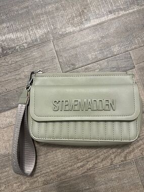 Steve Madden Sage Green Wristlet Bag with Logo